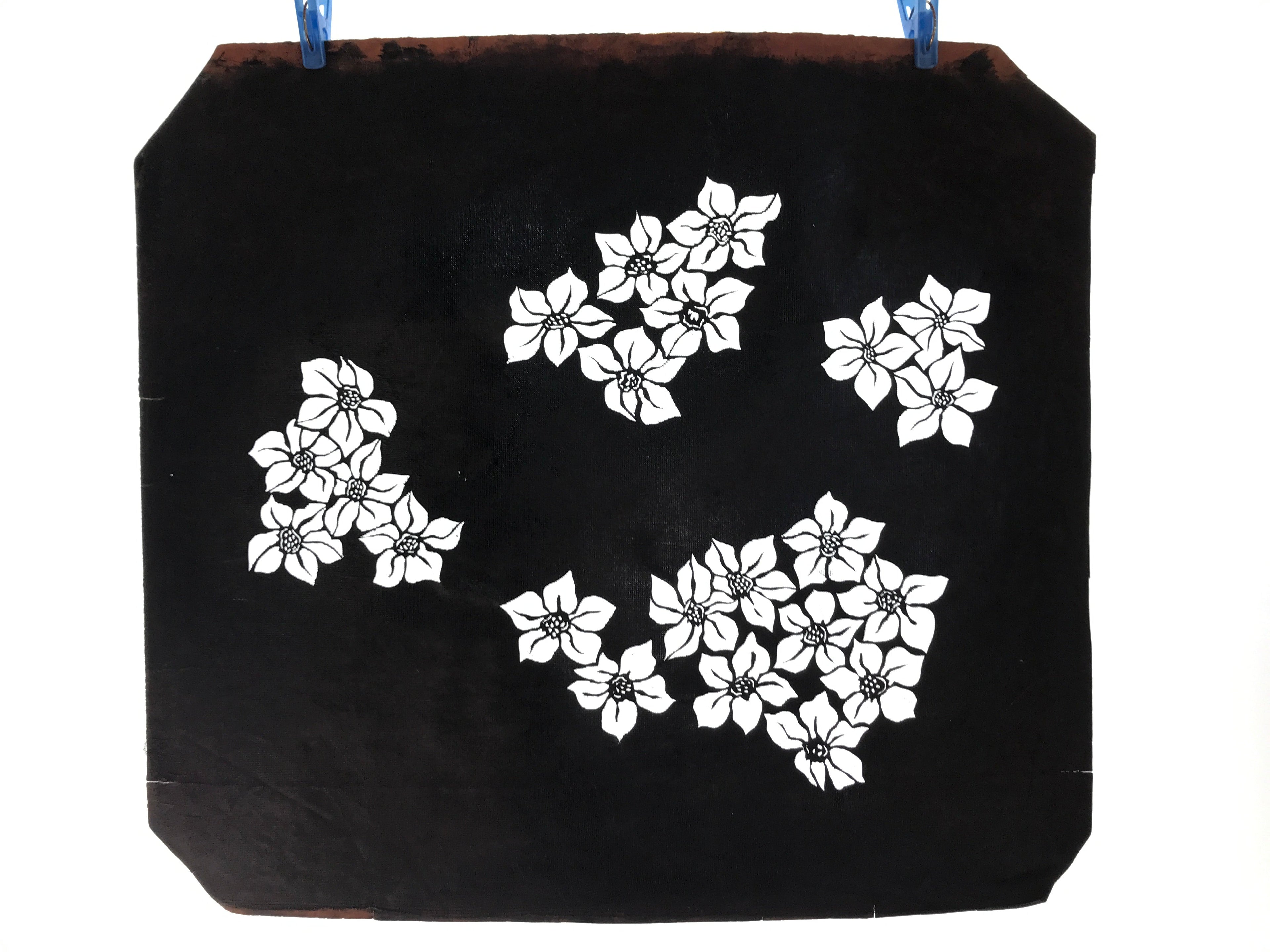 Antique Japanese Katagami Kimono Paper Stencil Katazome Daffodil Suisen 4Y523