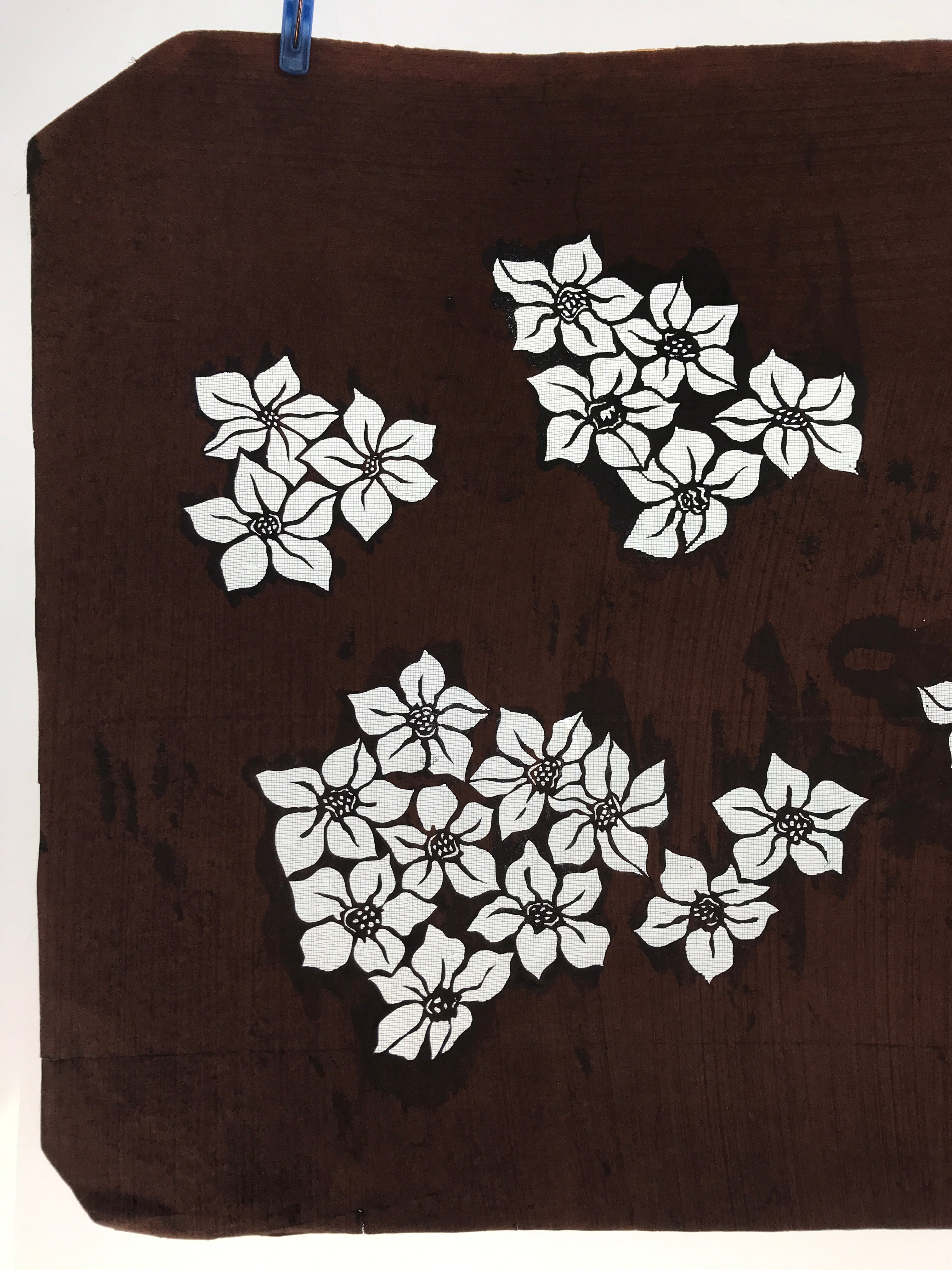 Antique Japanese Katagami Kimono Paper Stencil Katazome Daffodil Suisen 4Y523