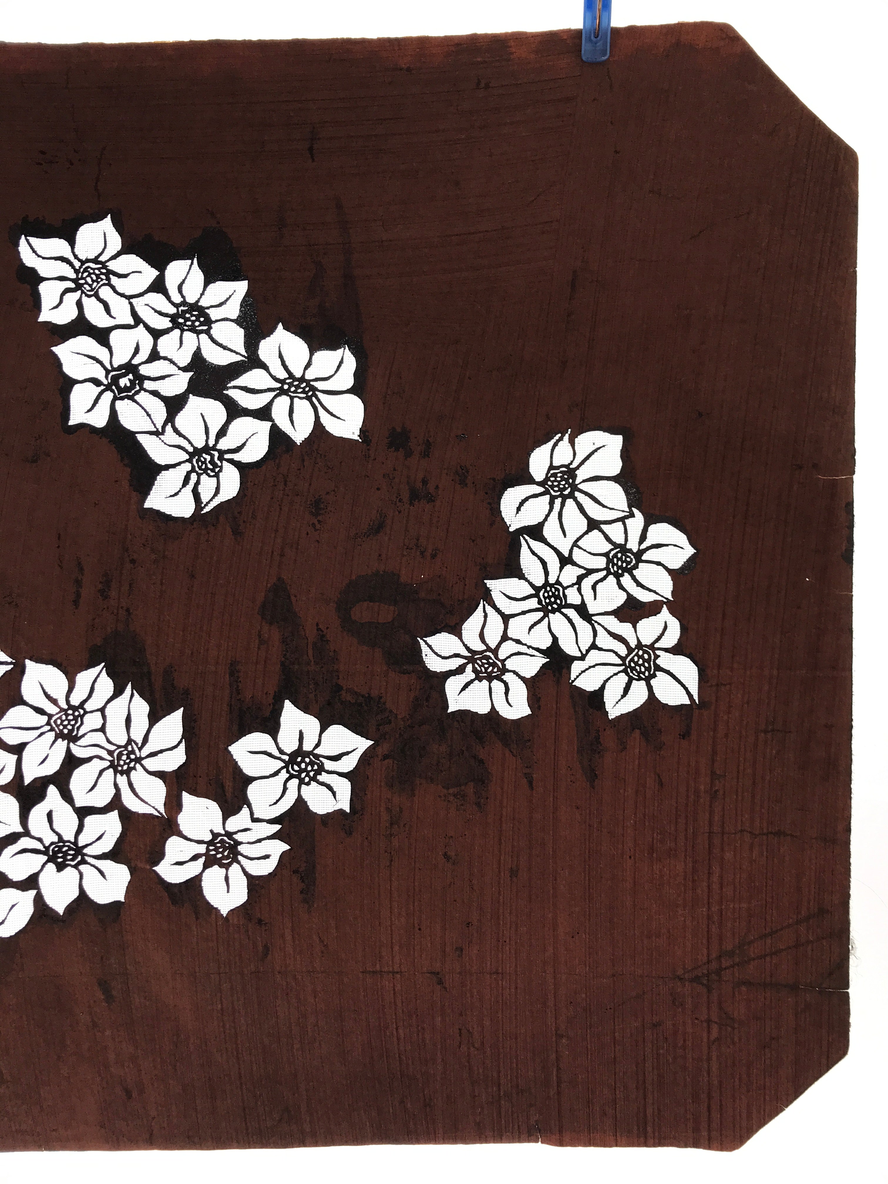 Antique Japanese Katagami Kimono Paper Stencil Katazome Daffodil Suisen 4Y523
