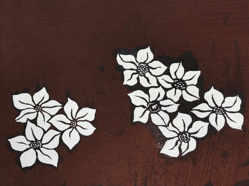 Antique Japanese Katagami Kimono Paper Stencil Katazome Daffodil Suisen 4Y523