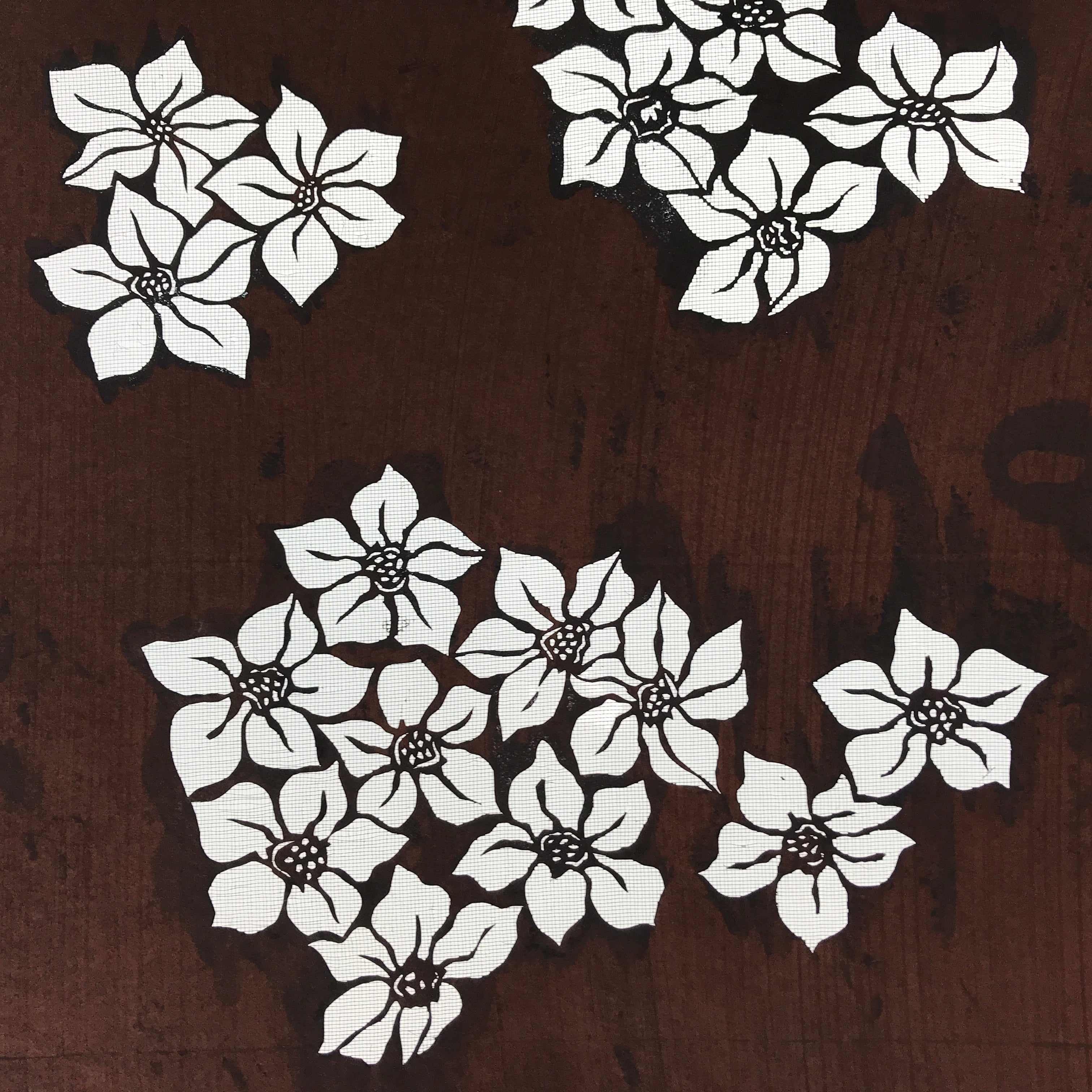 Antique Japanese Katagami Kimono Paper Stencil Katazome Daffodil Suisen 4Y523