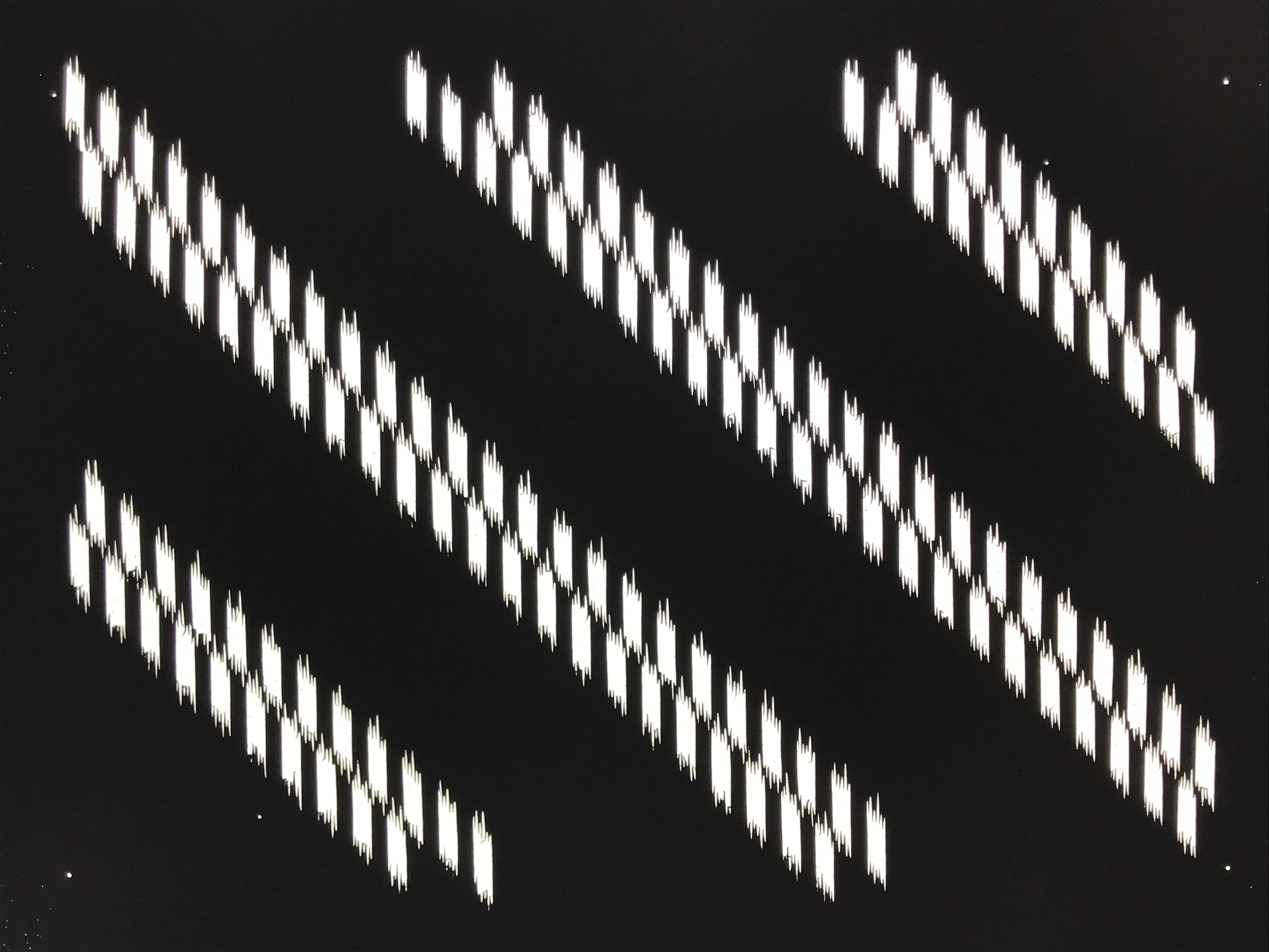 Antique Japanese Katagami Kimono Paper Stencil Katazome Diagonal Dash Line 4Y694