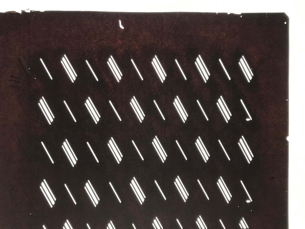 Antique Japanese Katagami Kimono Paper Stencil Katazome Diagonal Dash Line 4Y702