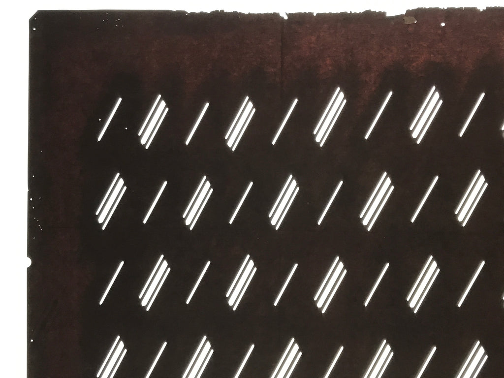Antique Japanese Katagami Kimono Paper Stencil Katazome Diagonal Dash Line 4Y704