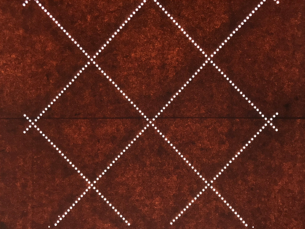 Antique Japanese Katagami Kimono Paper Stencil Katazome Diamond Dot Lines 4Y701