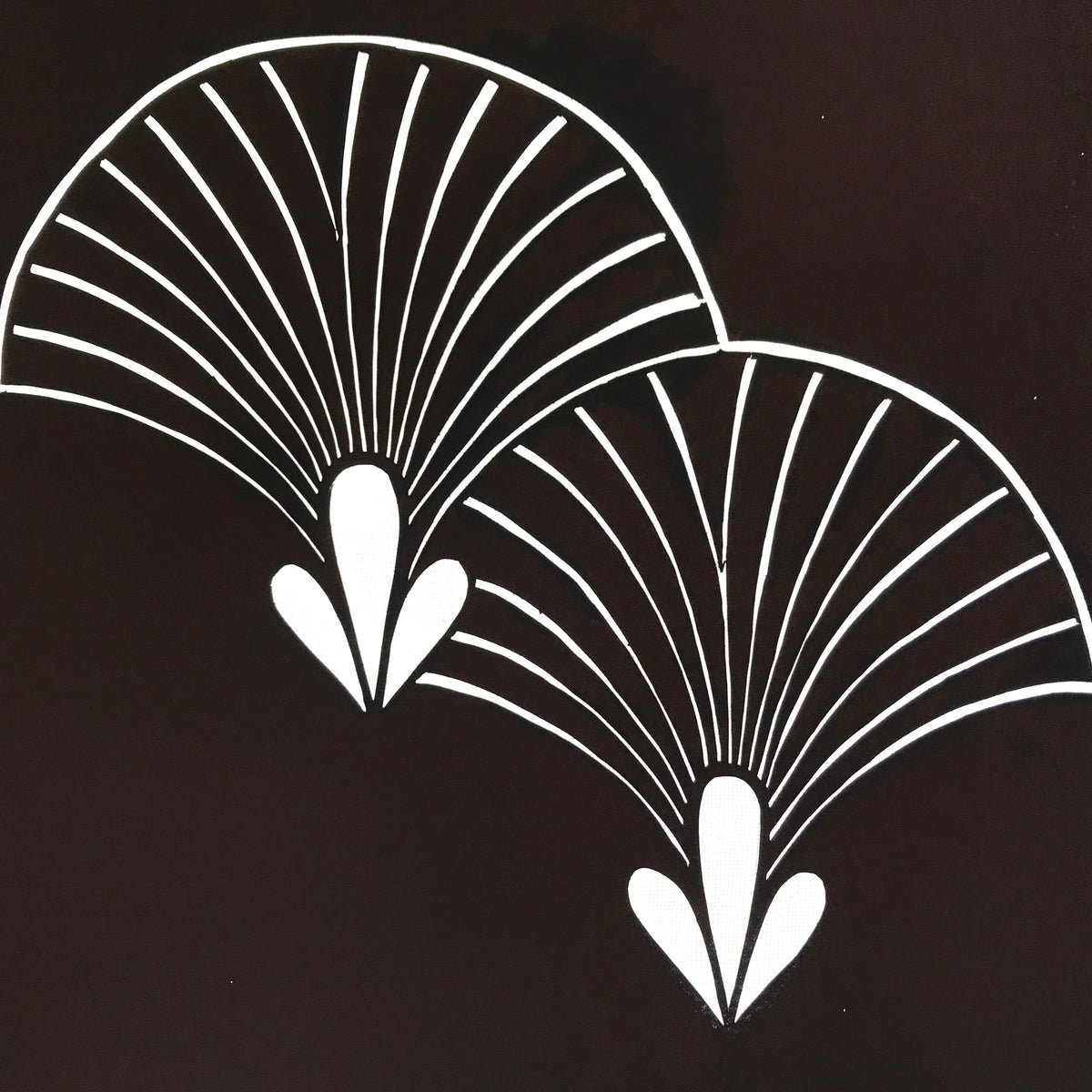 Antique Japanese Katagami Kimono Paper Stencil Katazome Fan Palm 4Y540