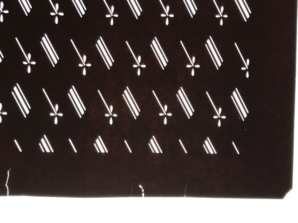 Antique Japanese Katagami Kimono Paper Stencil Katazome Floral Dash Line 4Y705
