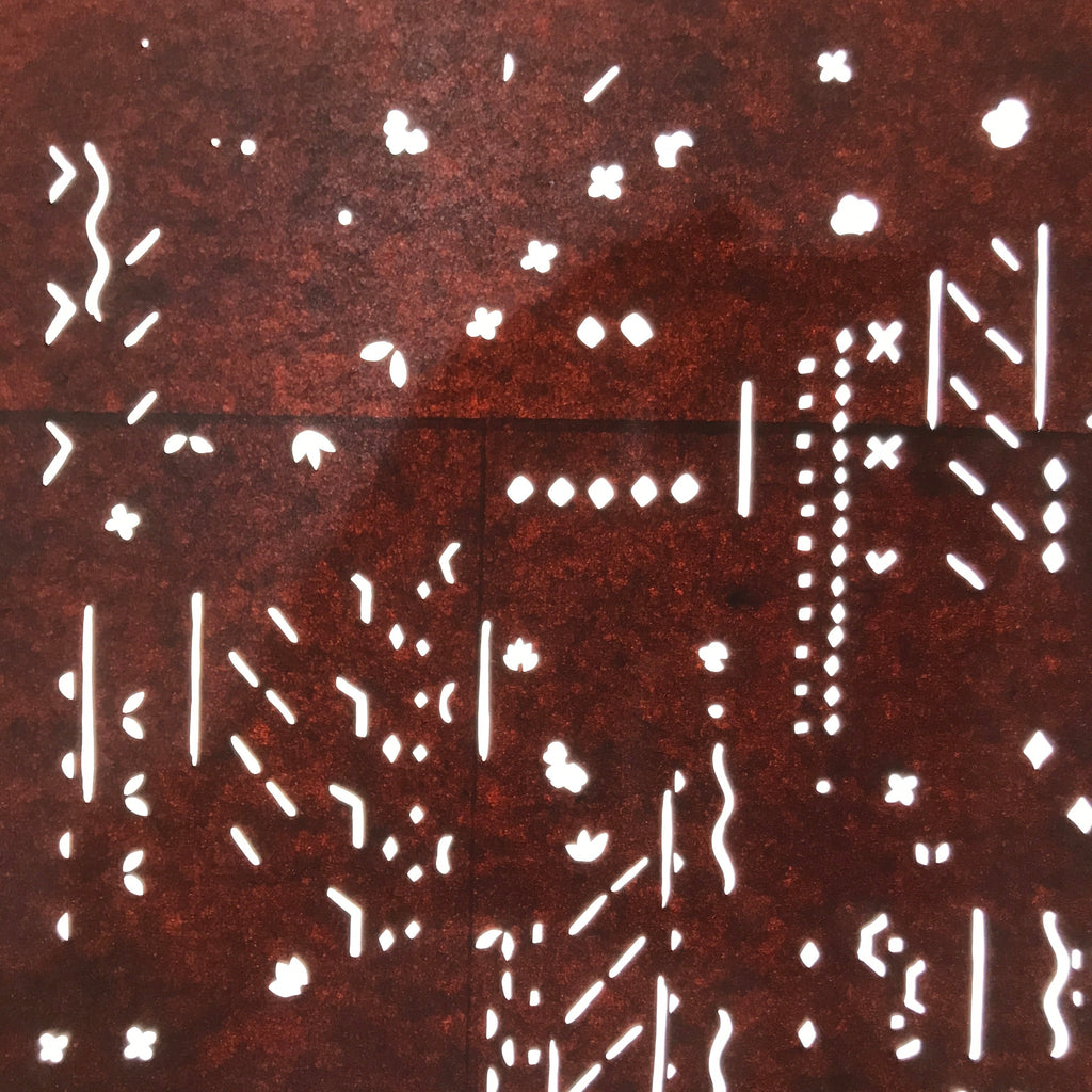Antique Japanese Katagami Kimono Paper Stencil Katazome Floral Leaf Design 4Y598