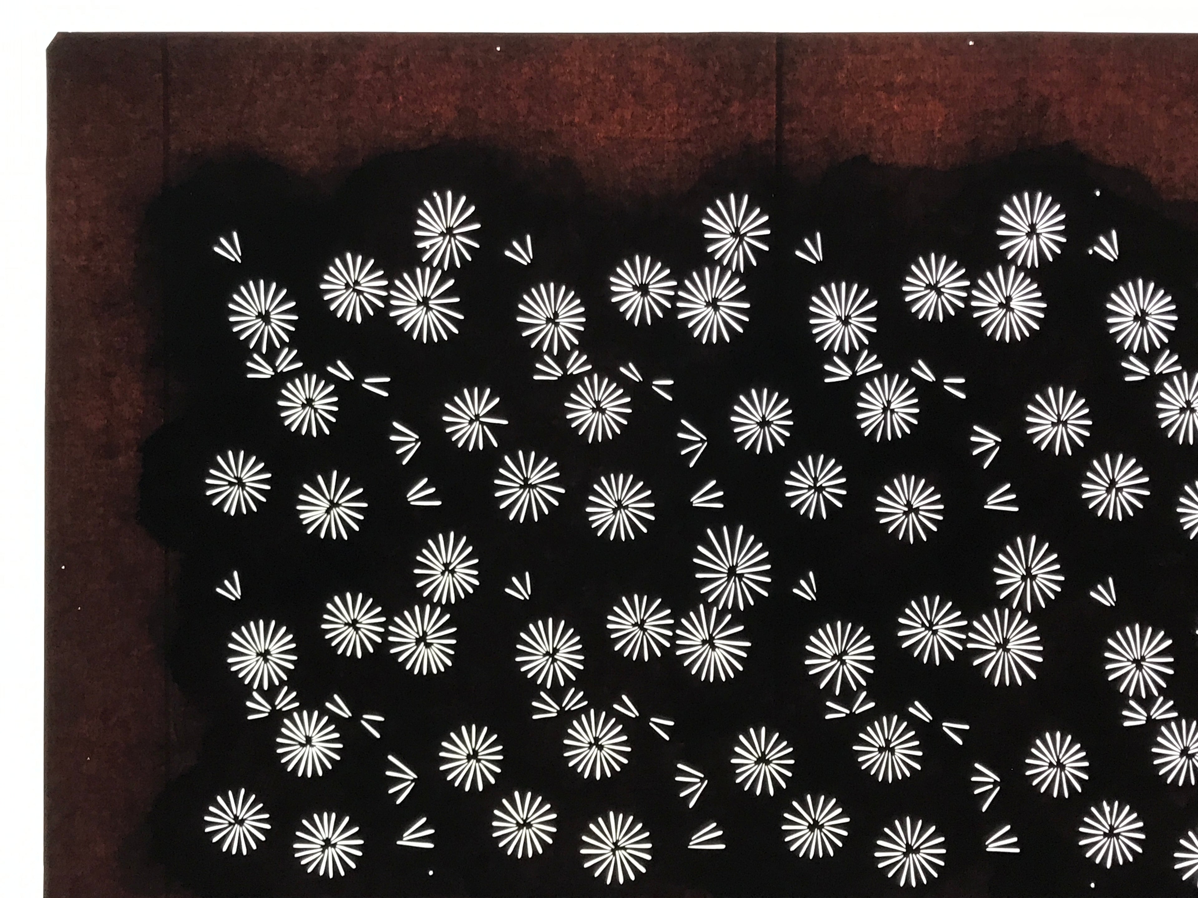 Antique Japanese Katagami Kimono Paper Stencil Katazome Floral Pattern 4Y663