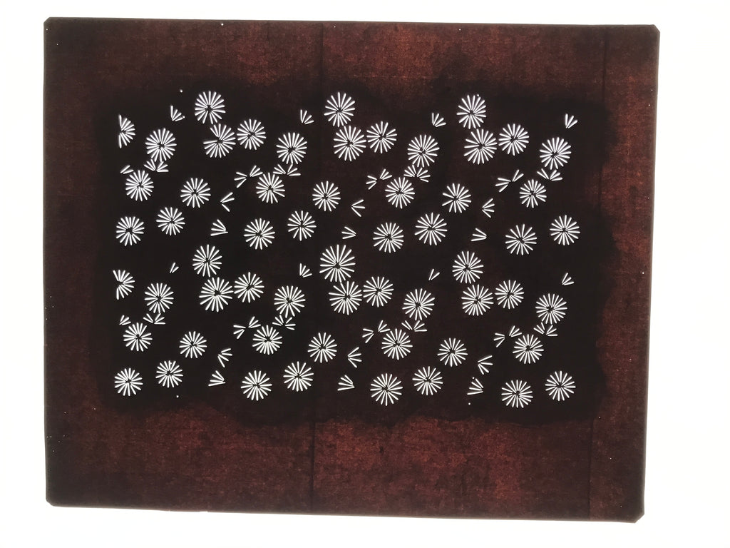 Antique Japanese Katagami Kimono Paper Stencil Katazome Floral Pattern 4Y665