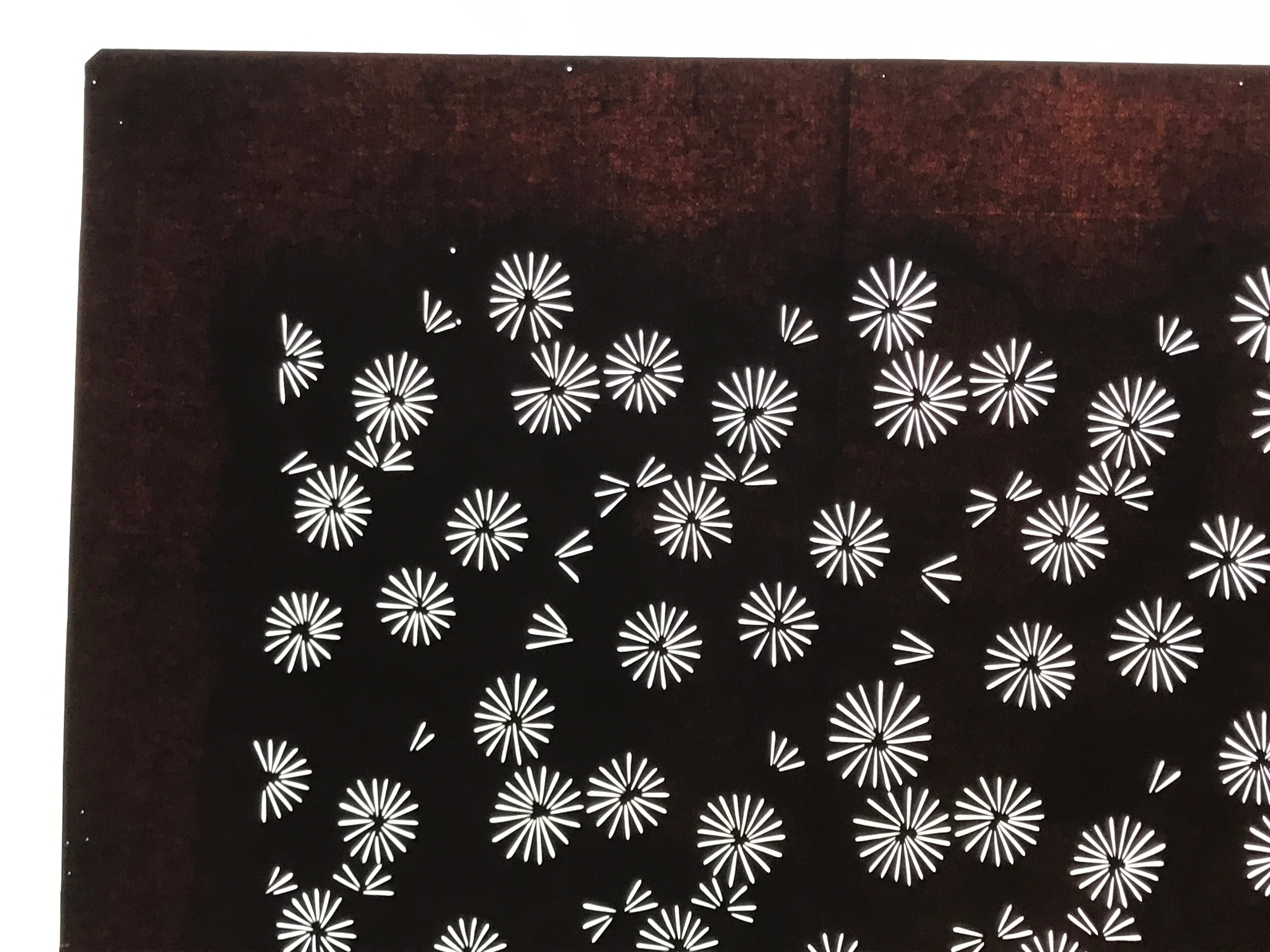 Antique Japanese Katagami Kimono Paper Stencil Katazome Floral Pattern 4Y665