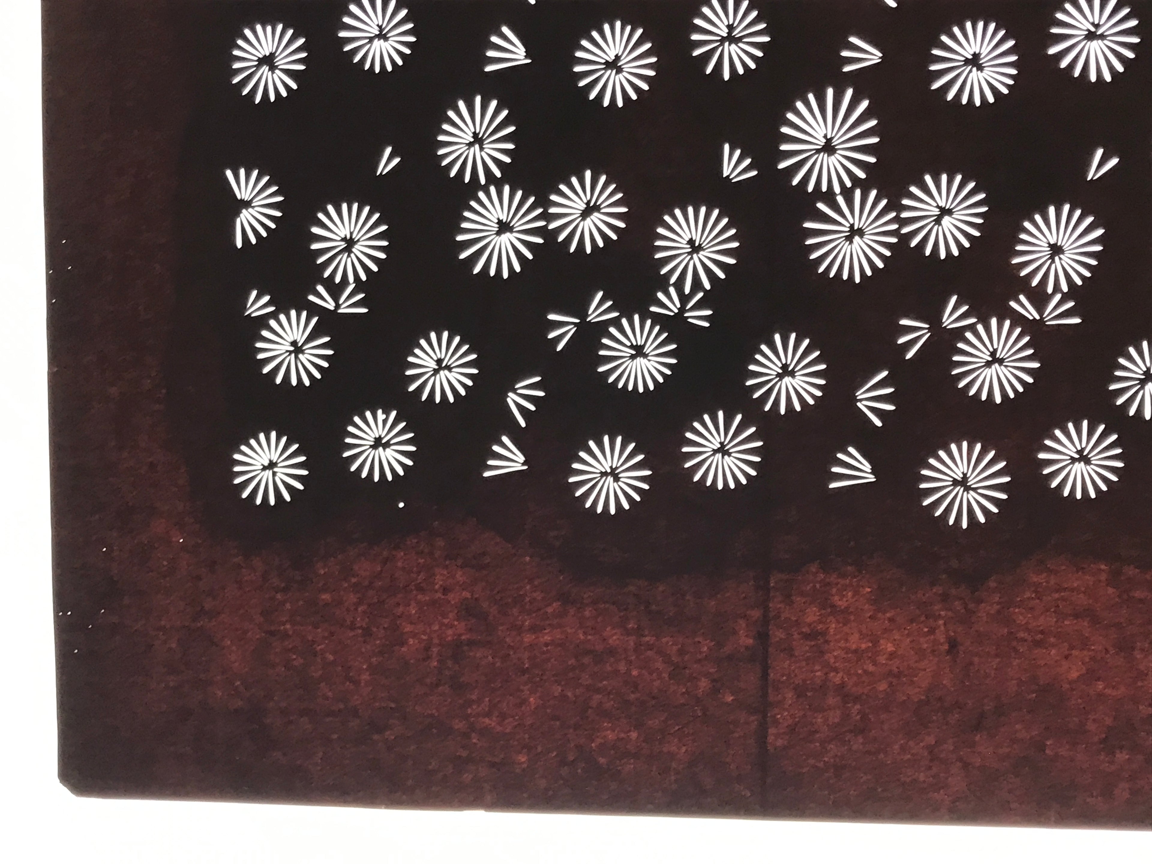 Antique Japanese Katagami Kimono Paper Stencil Katazome Floral Pattern 4Y665