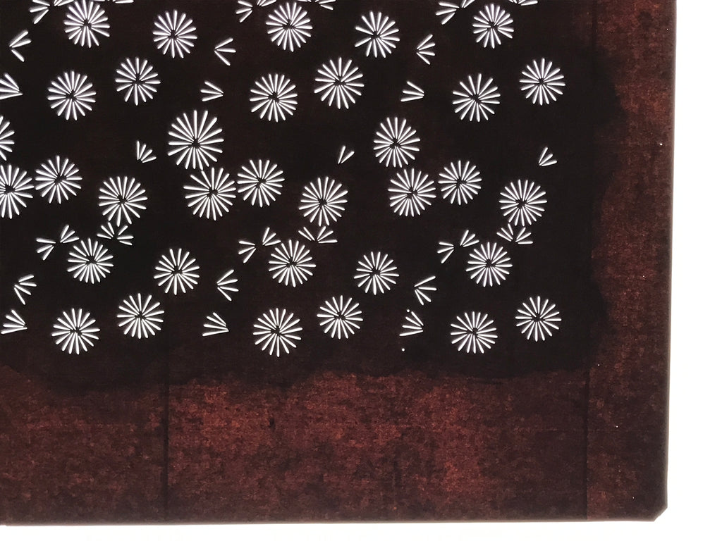 Antique Japanese Katagami Kimono Paper Stencil Katazome Floral Pattern 4Y665