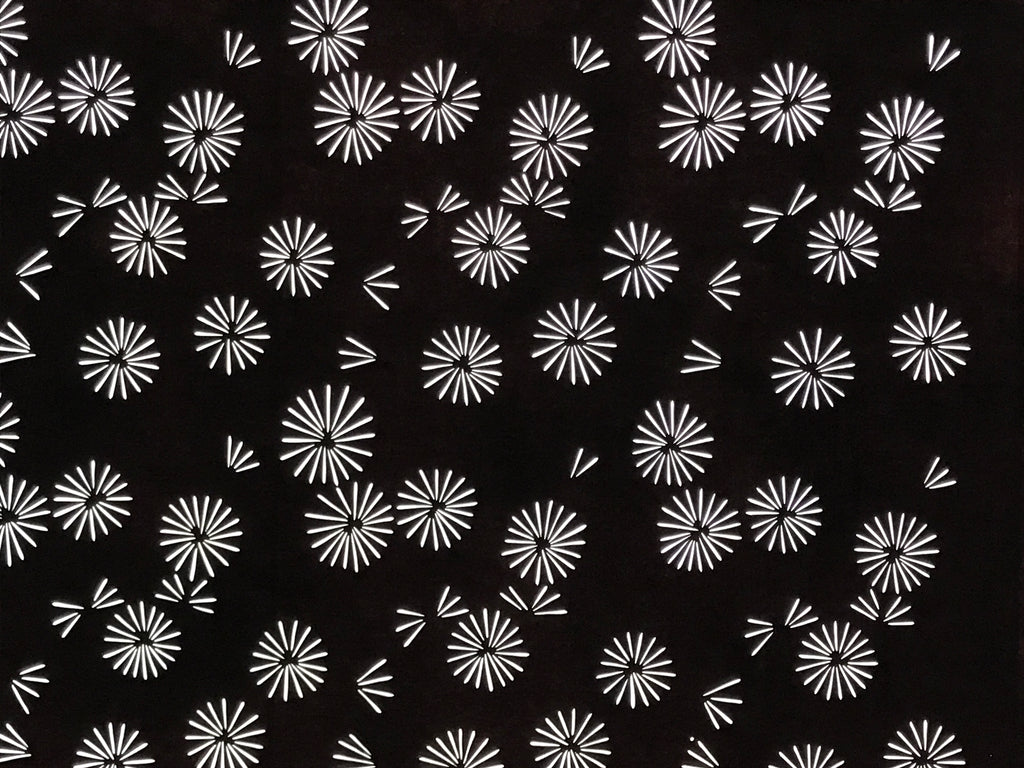Antique Japanese Katagami Kimono Paper Stencil Katazome Floral Pattern 4Y665