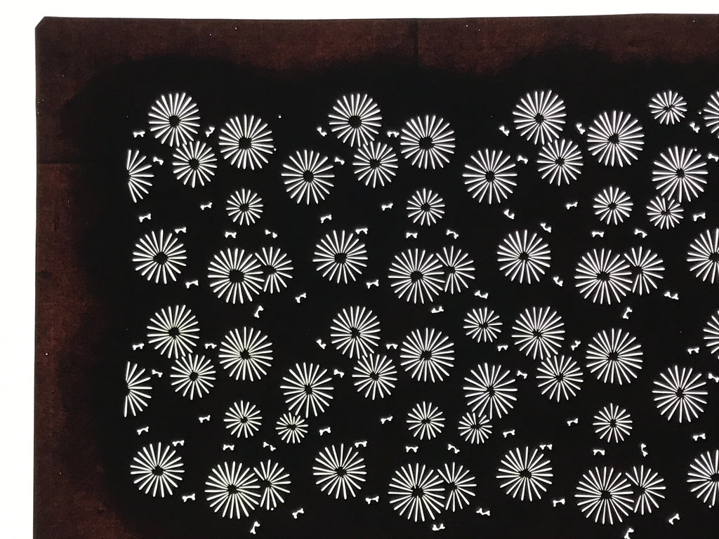 Antique Japanese Katagami Kimono Paper Stencil Katazome Floral Pattern 4Y666