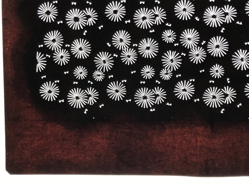 Antique Japanese Katagami Kimono Paper Stencil Katazome Floral Pattern 4Y666