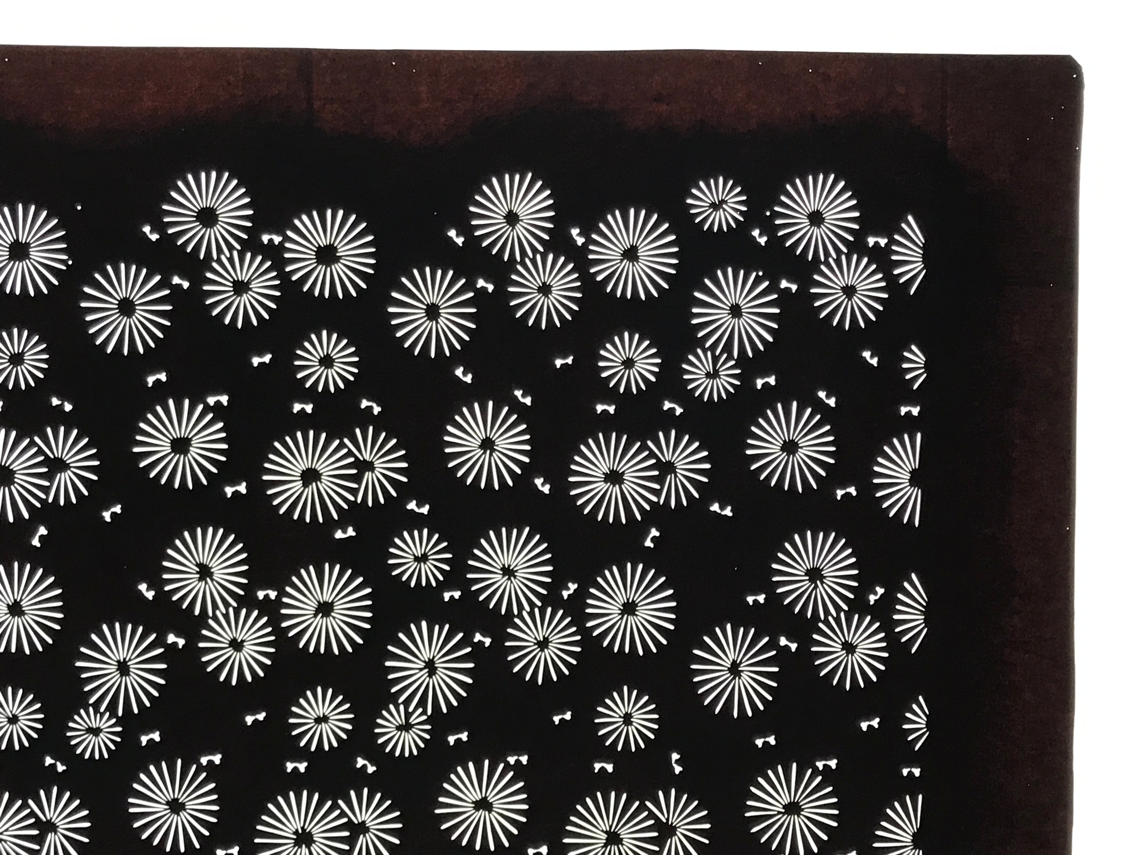 Antique Japanese Katagami Kimono Paper Stencil Katazome Floral Pattern 4Y666