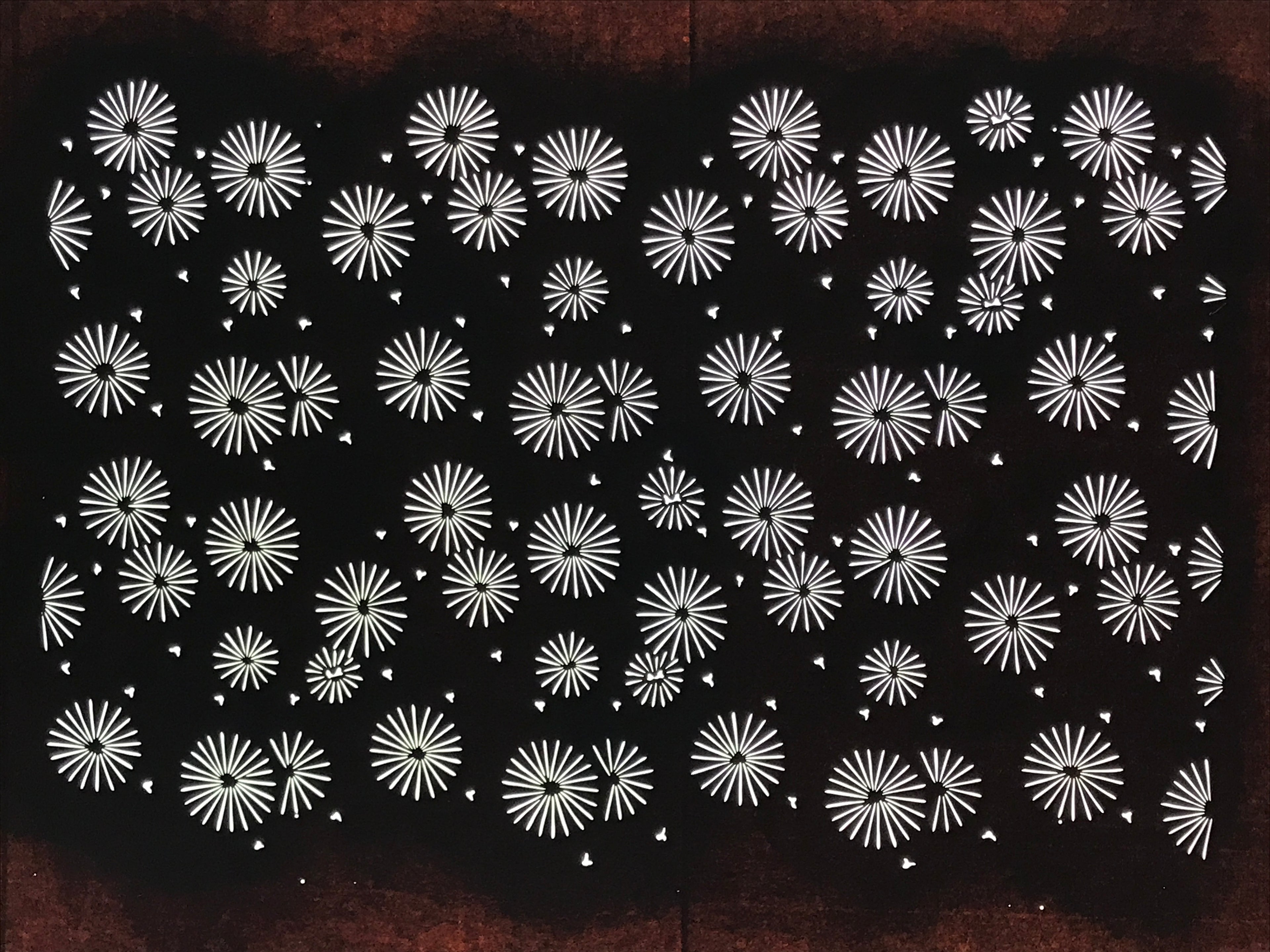 Antique Japanese Katagami Kimono Paper Stencil Katazome Floral Pattern 4Y667