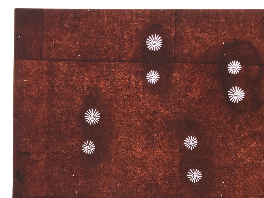 Antique Japanese Katagami Kimono Paper Stencil Katazome Floral Pattern 4Y688