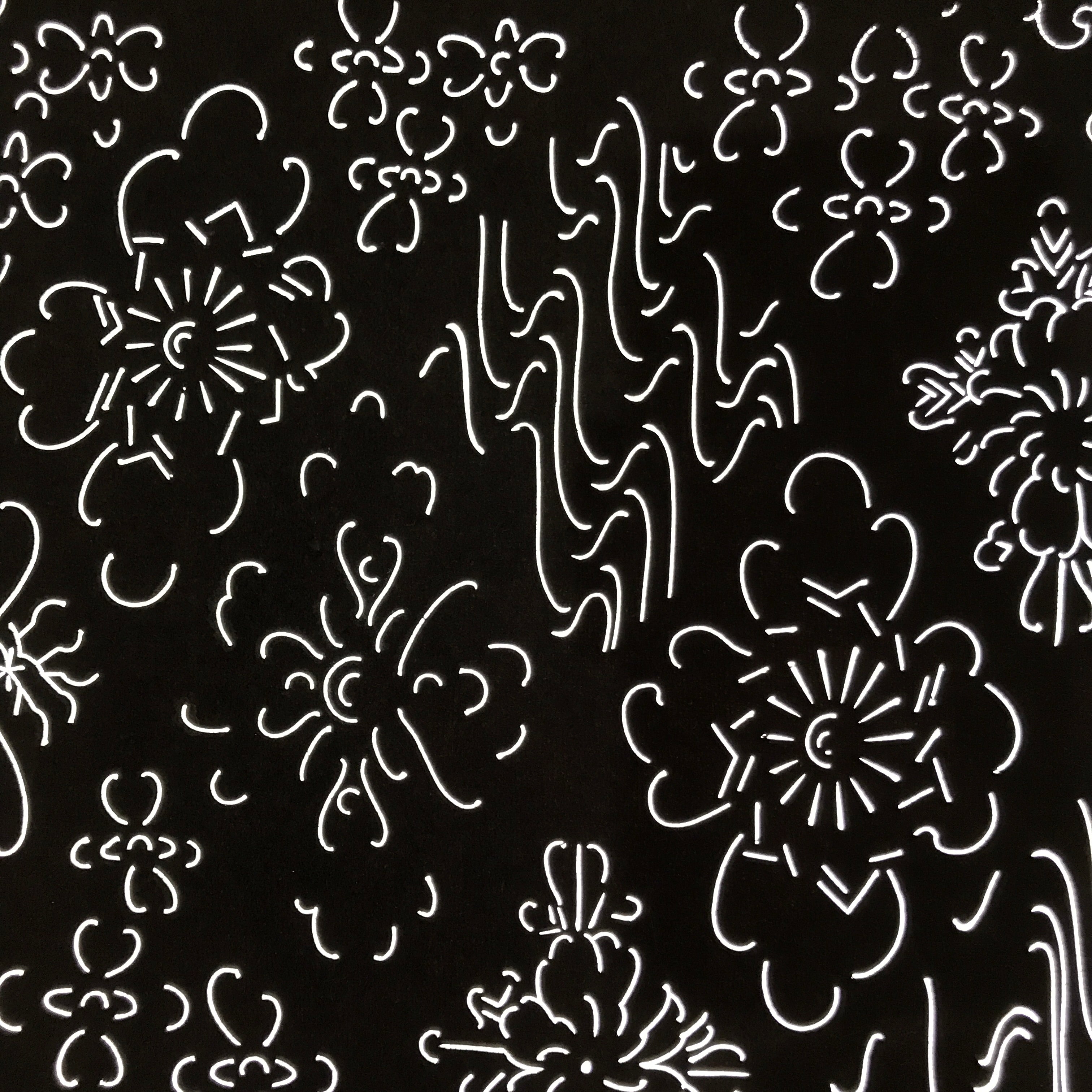 Antique Japanese Katagami Kimono Paper Stencil Katazome Floral Water Hishi 4Y599