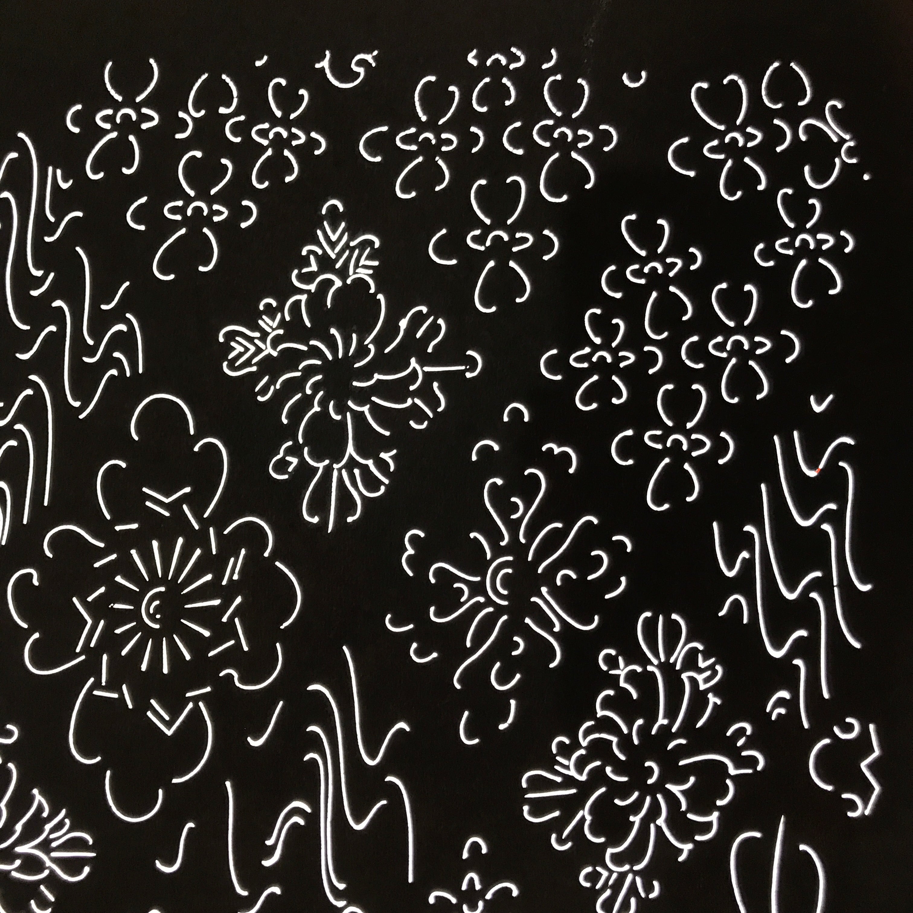Antique Japanese Katagami Kimono Paper Stencil Katazome Floral Water Hishi 4Y599