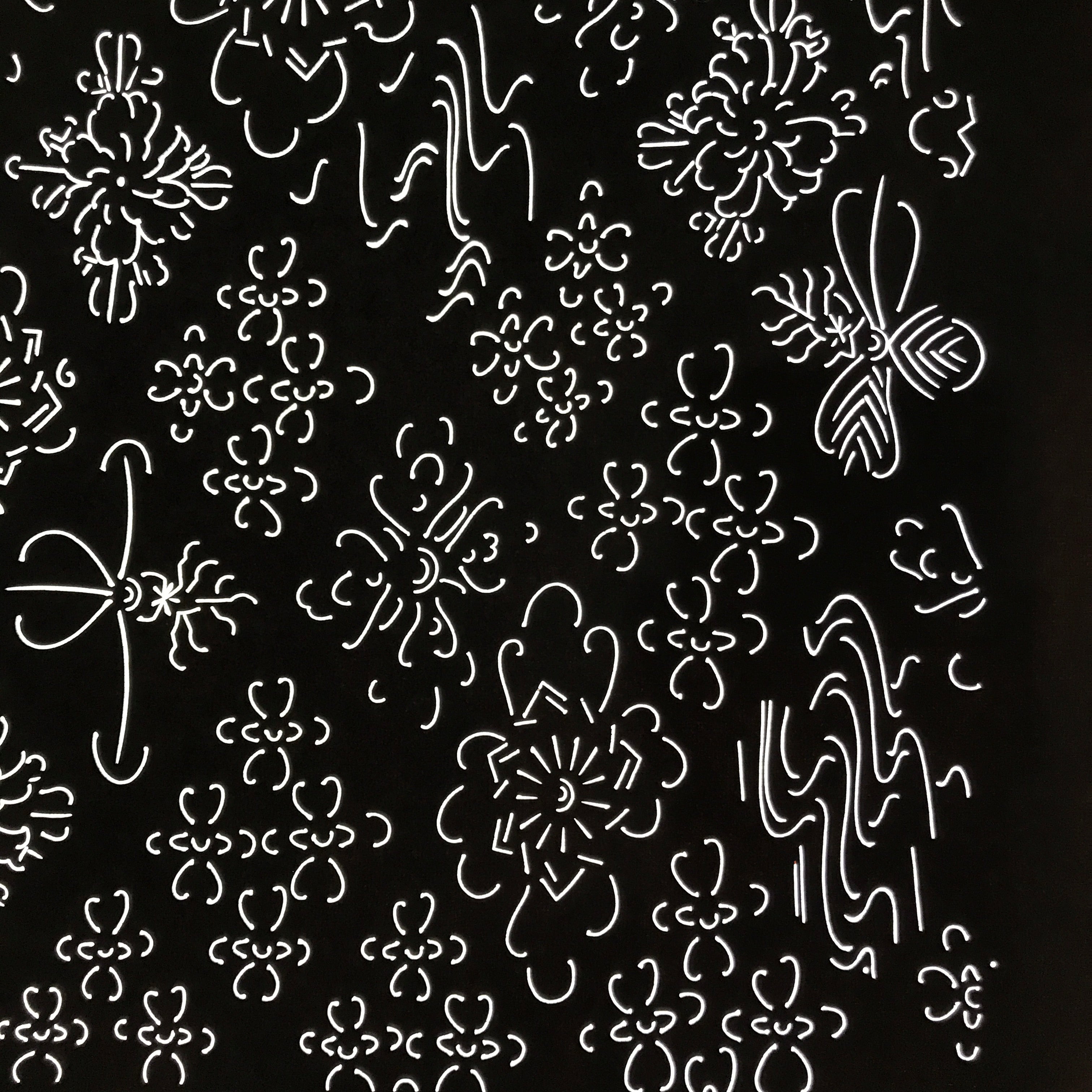 Antique Japanese Katagami Kimono Paper Stencil Katazome Floral Water Hishi 4Y599