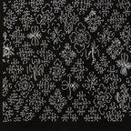 Antique Japanese Katagami Kimono Paper Stencil Katazome Floral Water Hishi 4Y599