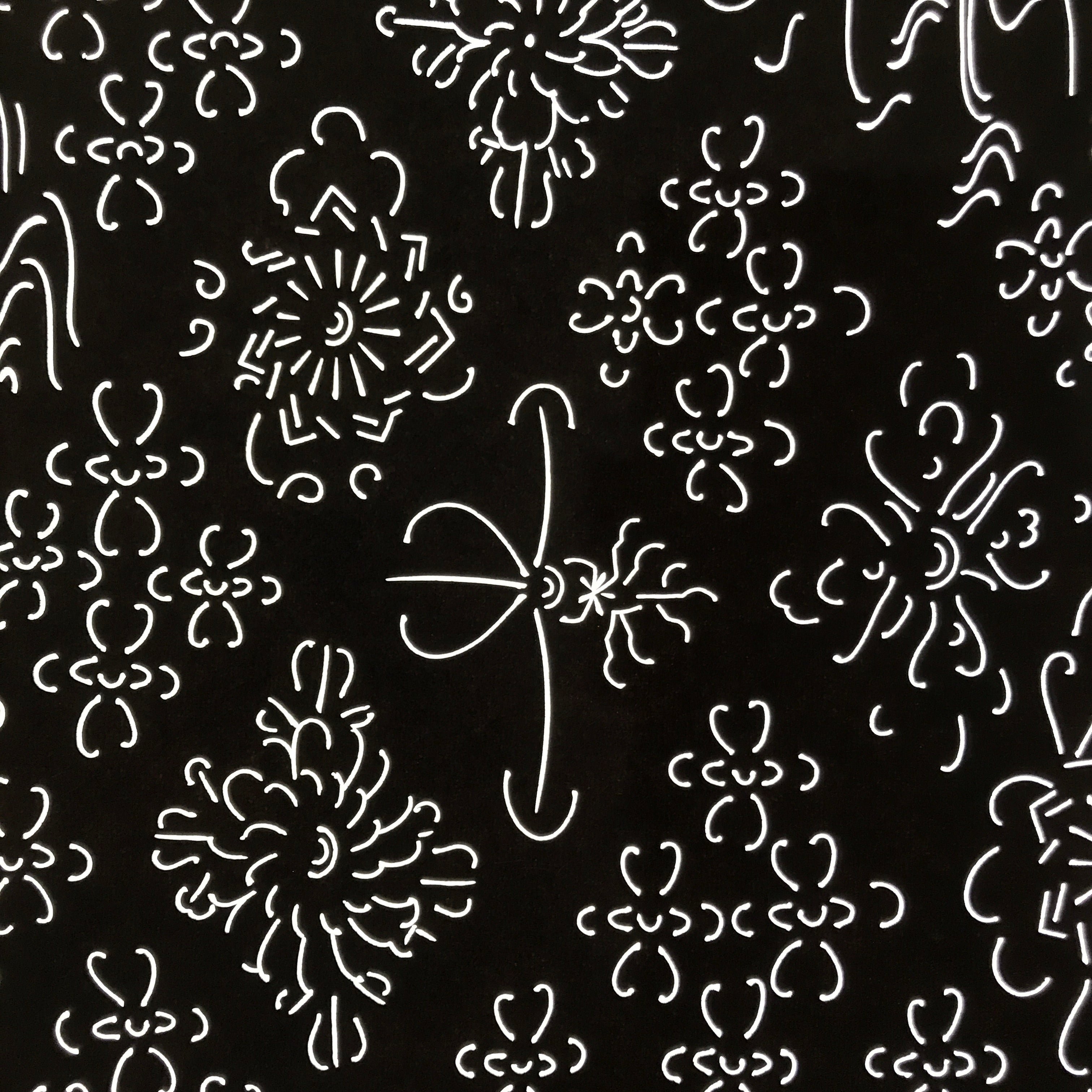 Antique Japanese Katagami Kimono Paper Stencil Katazome Floral Water Hishi 4Y599