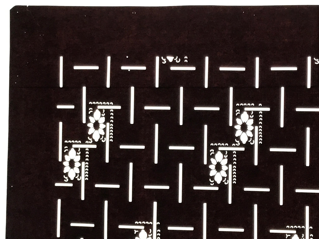 Antique Japanese Katagami Kimono Paper Stencil Katazome Floral Woven Lines 4Y672