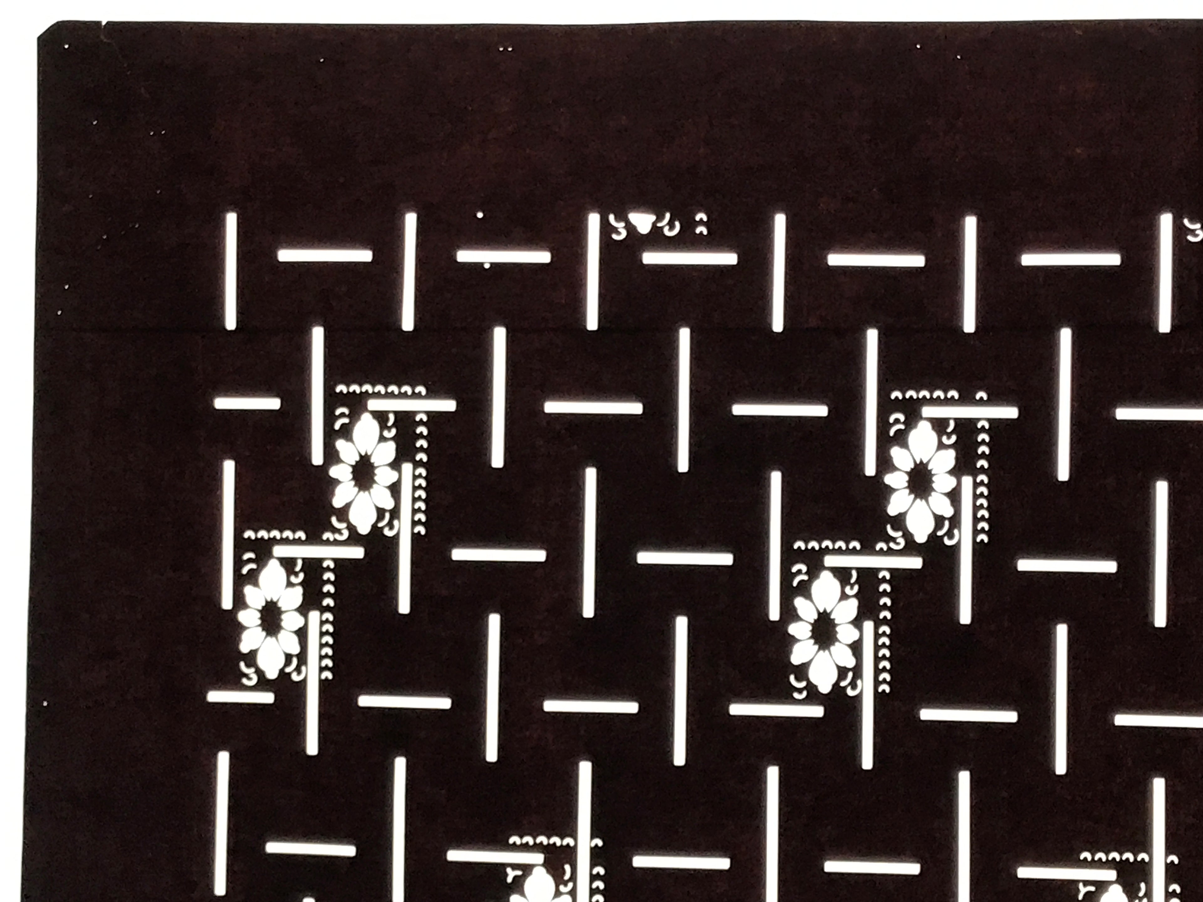 Antique Japanese Katagami Kimono Paper Stencil Katazome Floral Woven Lines 4Y672