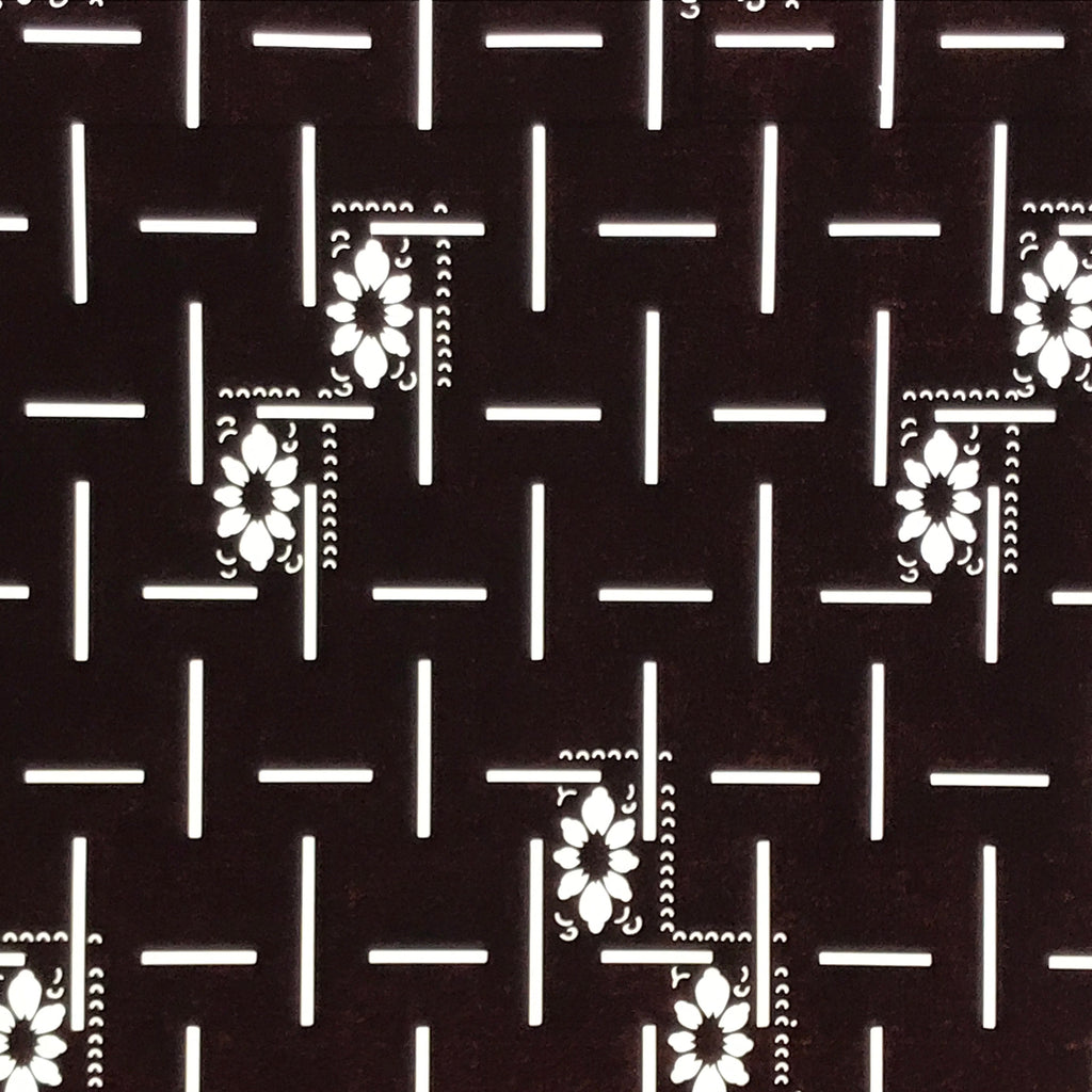Antique Japanese Katagami Kimono Paper Stencil Katazome Floral Woven Lines 4Y672