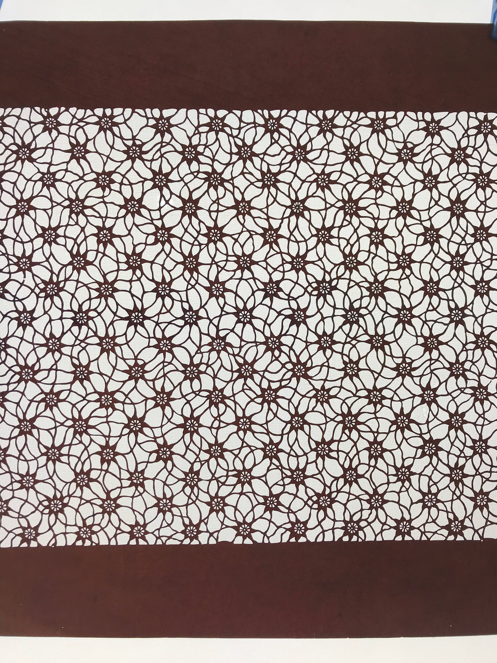 Antique Japanese Katagami Kimono Paper Stencil Katazome Flower Pattern 4Y513