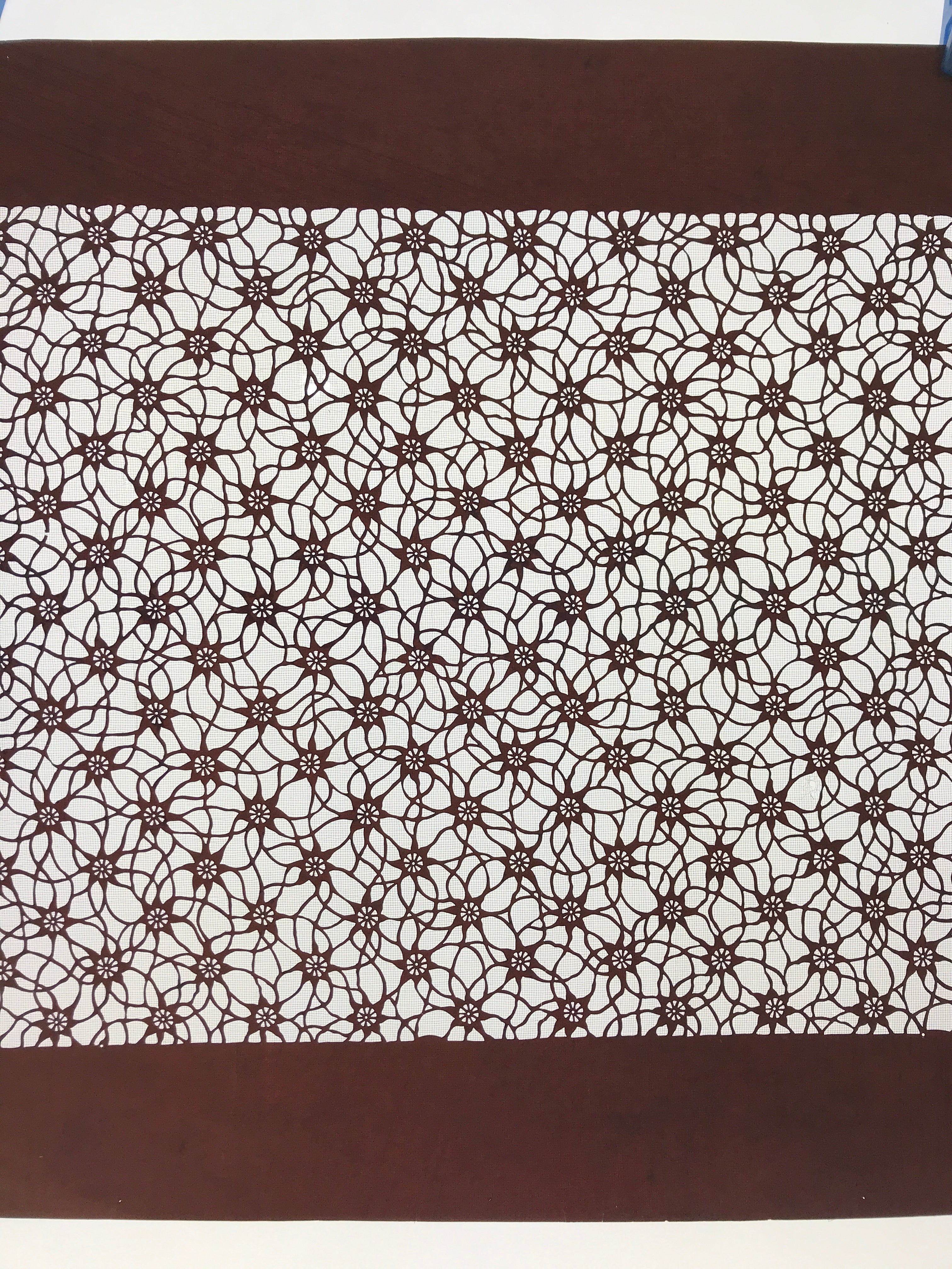 Antique Japanese Katagami Kimono Paper Stencil Katazome Flower Pattern 4Y513