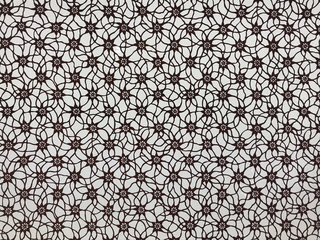 Antique Japanese Katagami Kimono Paper Stencil Katazome Flower Pattern 4Y513