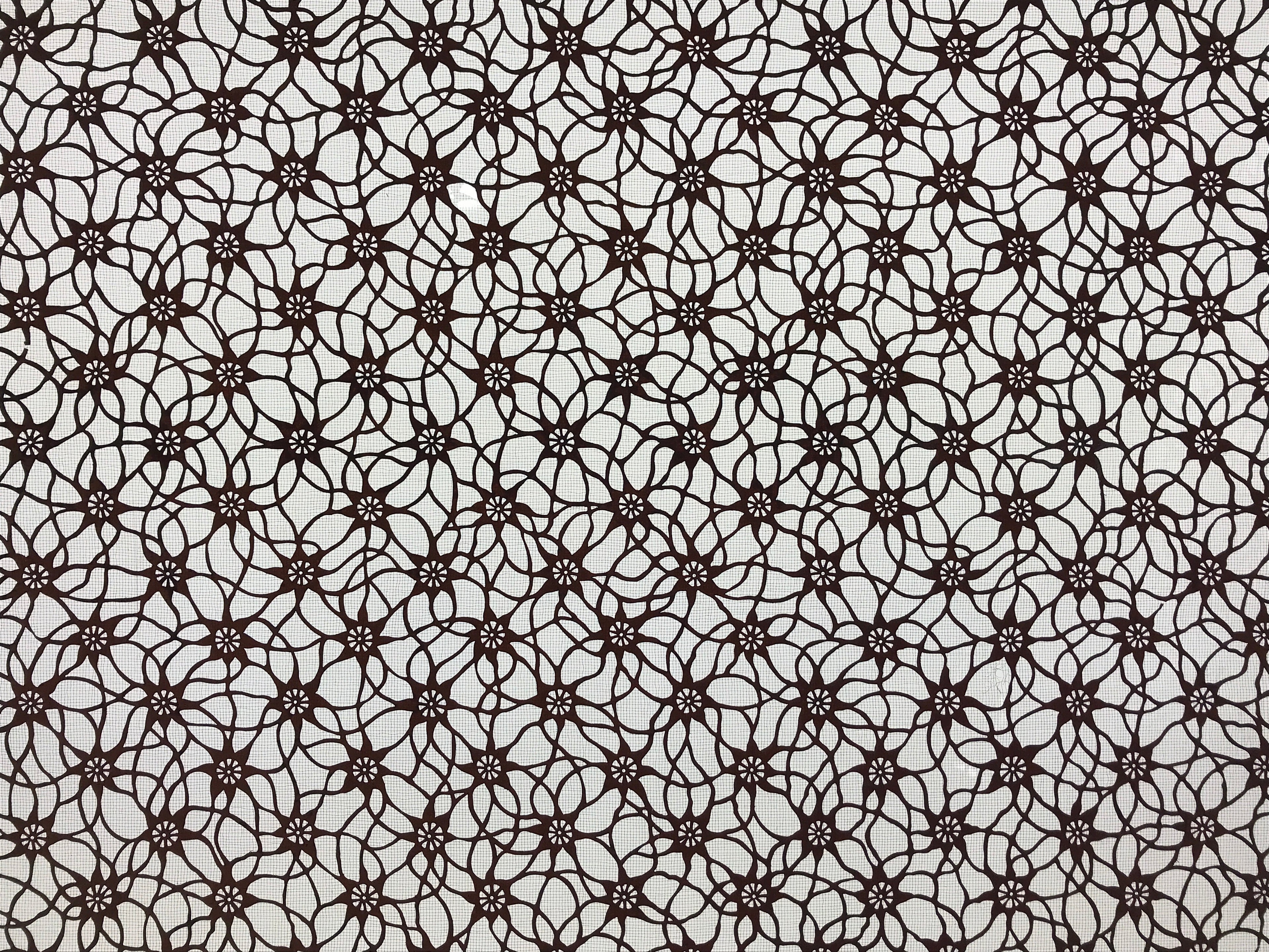 Antique Japanese Katagami Kimono Paper Stencil Katazome Flower Pattern 4Y513