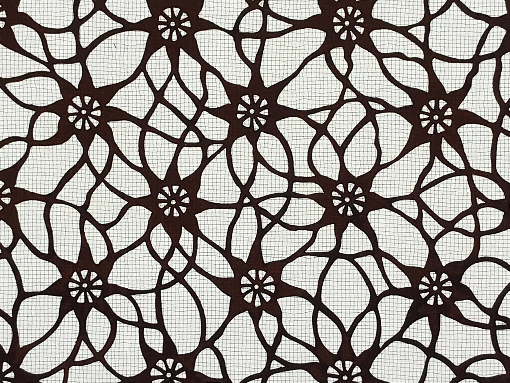 Antique Japanese Katagami Kimono Paper Stencil Katazome Flower Pattern 4Y513