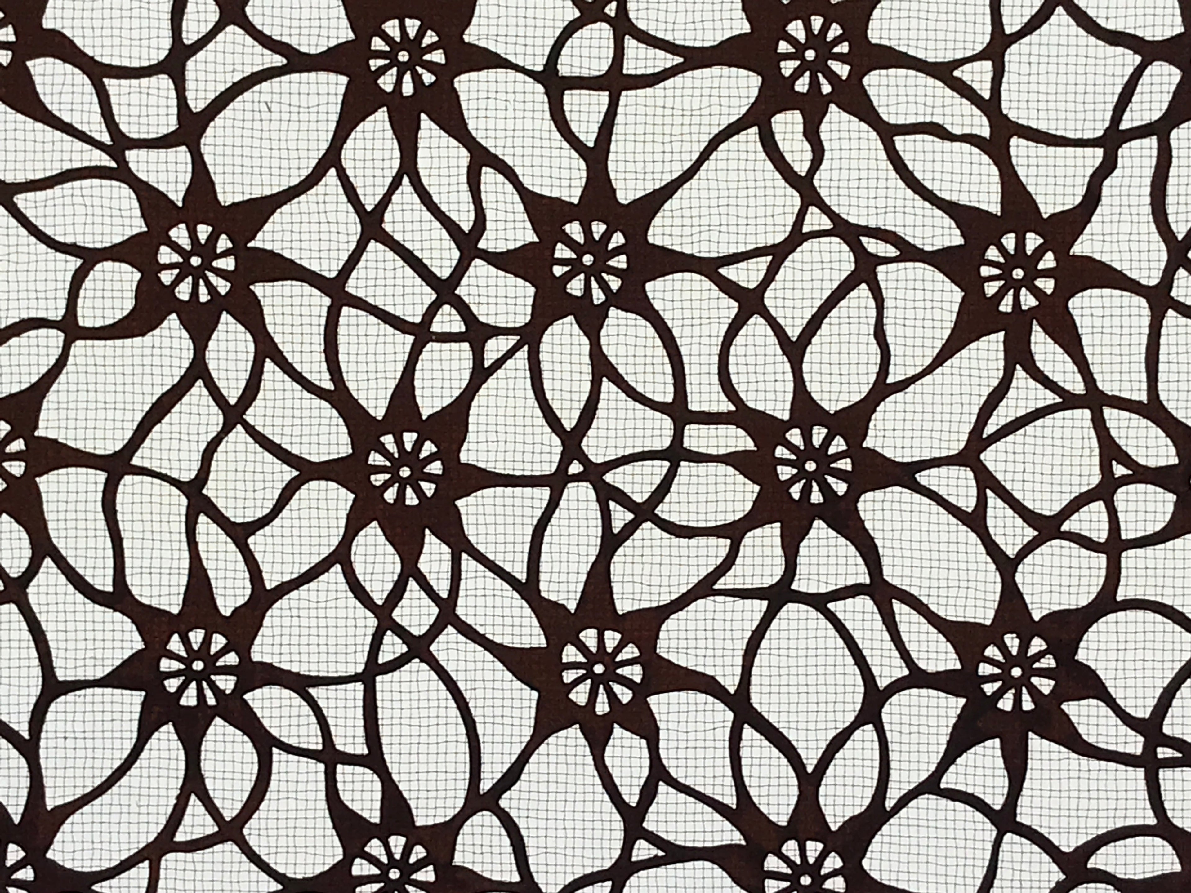 Antique Japanese Katagami Kimono Paper Stencil Katazome Flower Pattern 4Y513