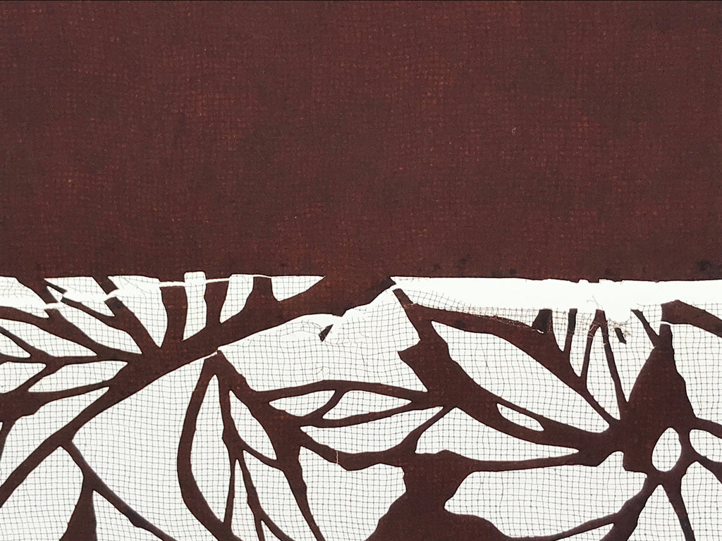Antique Japanese Katagami Kimono Paper Stencil Katazome Flower Pattern 4Y518