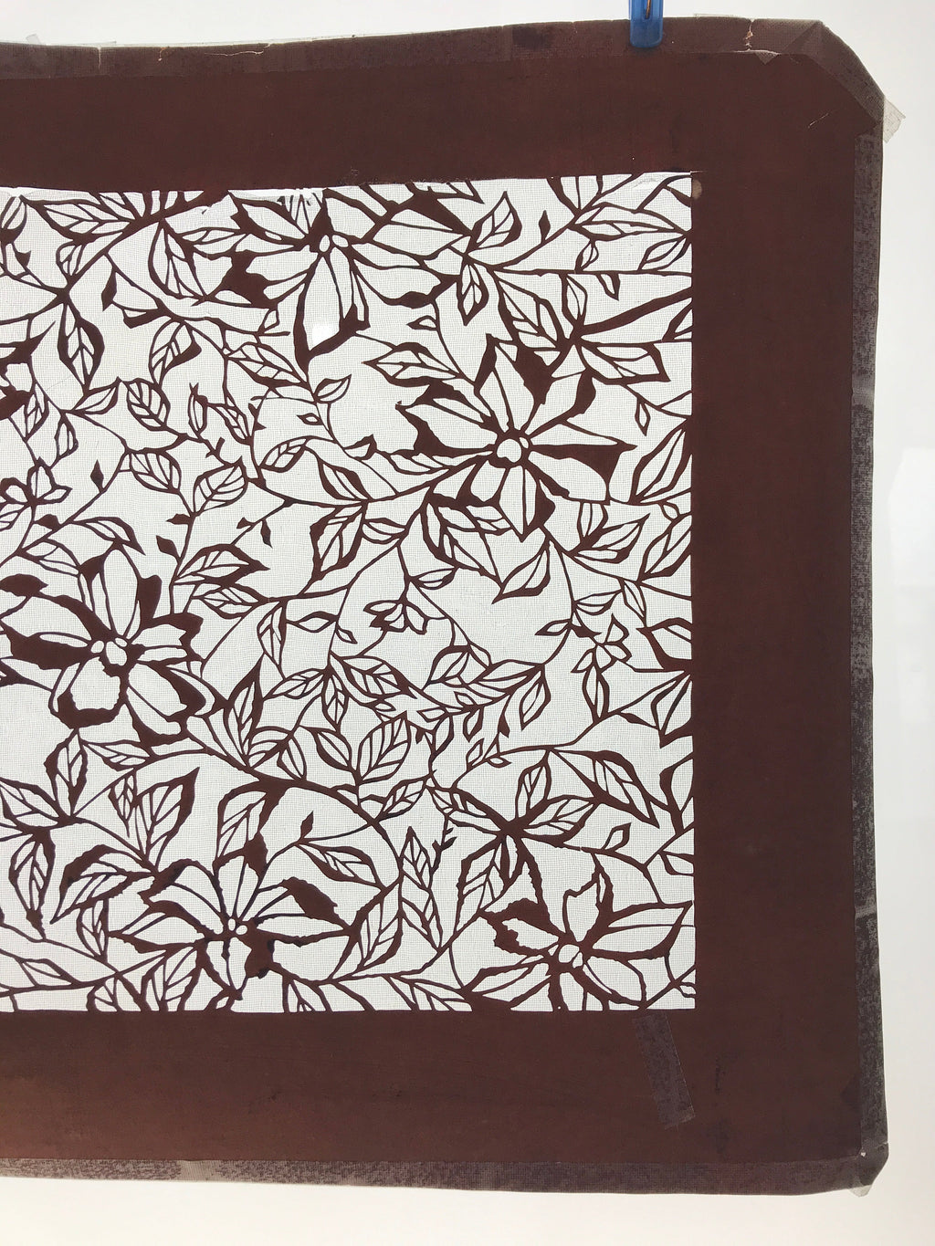 Antique Japanese Katagami Kimono Paper Stencil Katazome Flower Pattern 4Y518