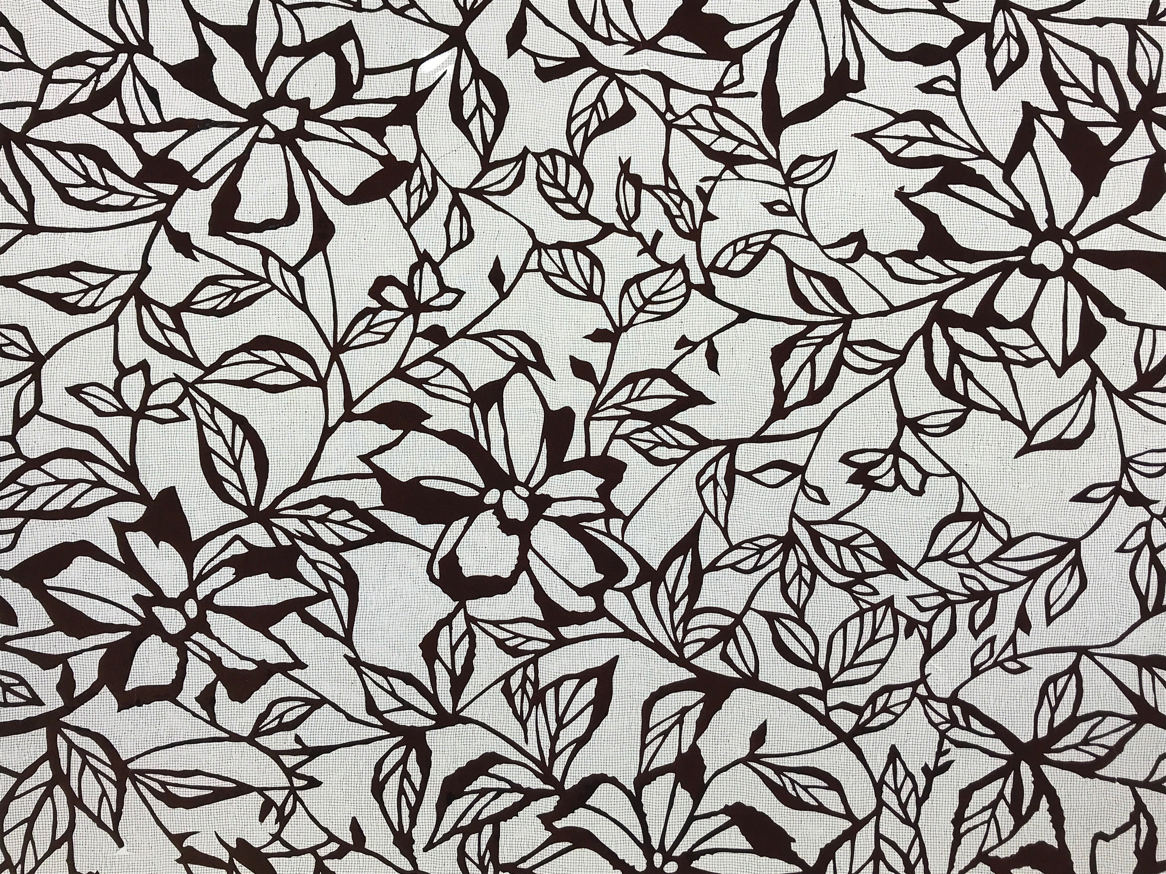 Antique Japanese Katagami Kimono Paper Stencil Katazome Flower Pattern 4Y518