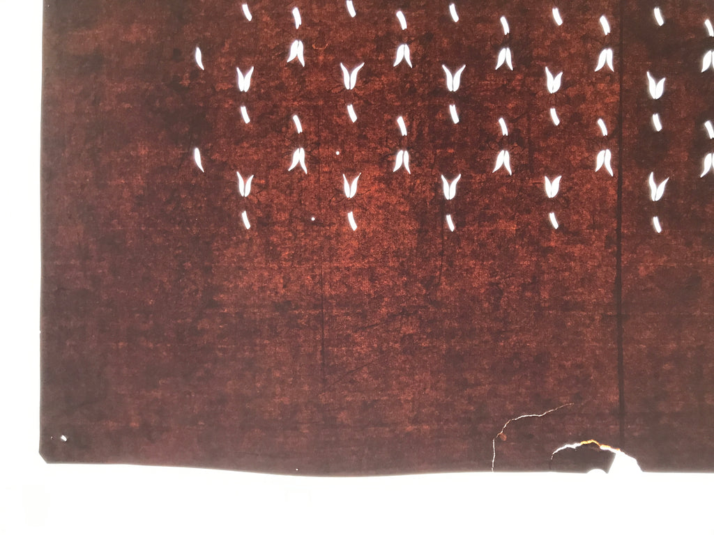 Antique Japanese Katagami Kimono Paper Stencil Katazome Flower Petal Stems 4Y625
