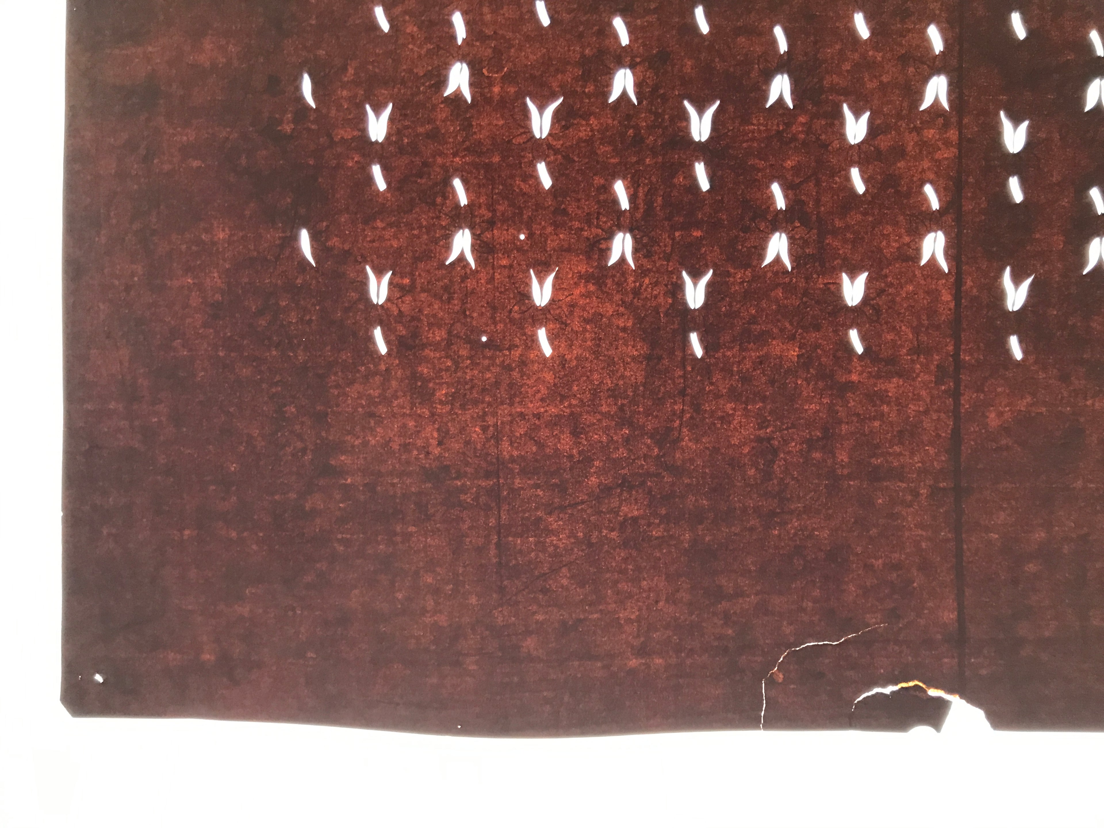 Antique Japanese Katagami Kimono Paper Stencil Katazome Flower Petal Stems 4Y625