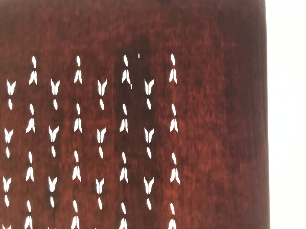Antique Japanese Katagami Kimono Paper Stencil Katazome Flower Petal Stems 4Y625