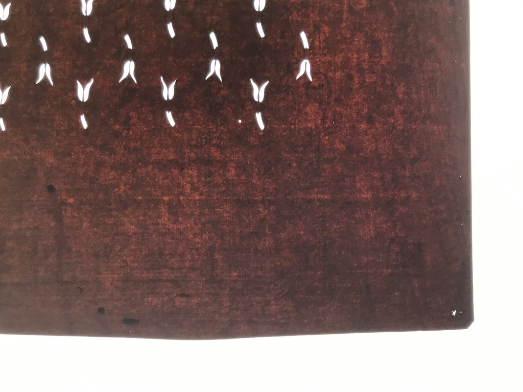 Antique Japanese Katagami Kimono Paper Stencil Katazome Flower Petal Stems 4Y625
