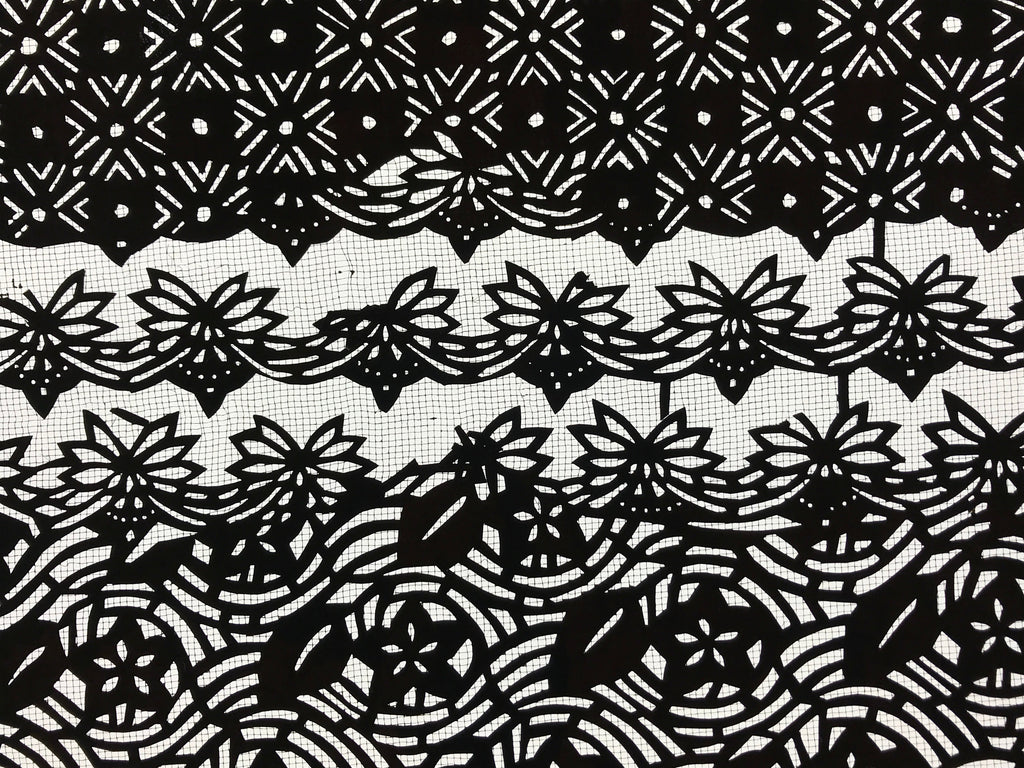 Antique Japanese Katagami Kimono Paper Stencil Katazome Flowers Design 4Y573