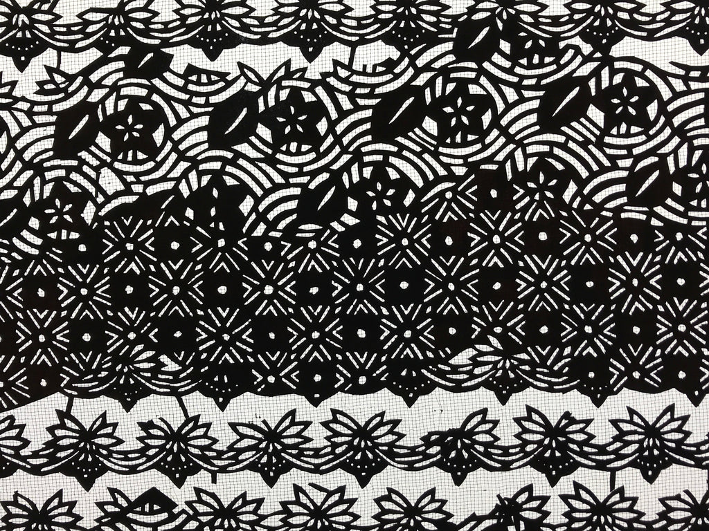 Antique Japanese Katagami Kimono Paper Stencil Katazome Flowers Design 4Y573