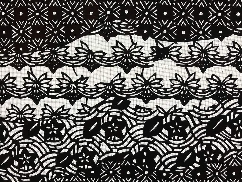 Antique Japanese Katagami Kimono Paper Stencil Katazome Flowers Design 4Y573
