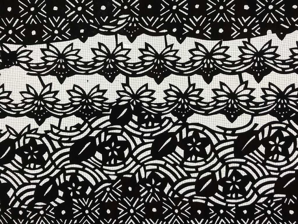 Antique Japanese Katagami Kimono Paper Stencil Katazome Flowers Design 4Y573