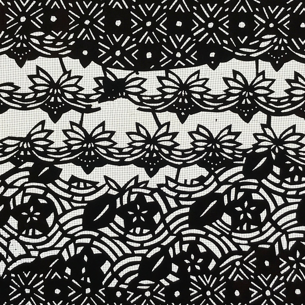 Antique Japanese Katagami Kimono Paper Stencil Katazome Flowers Design 4Y573