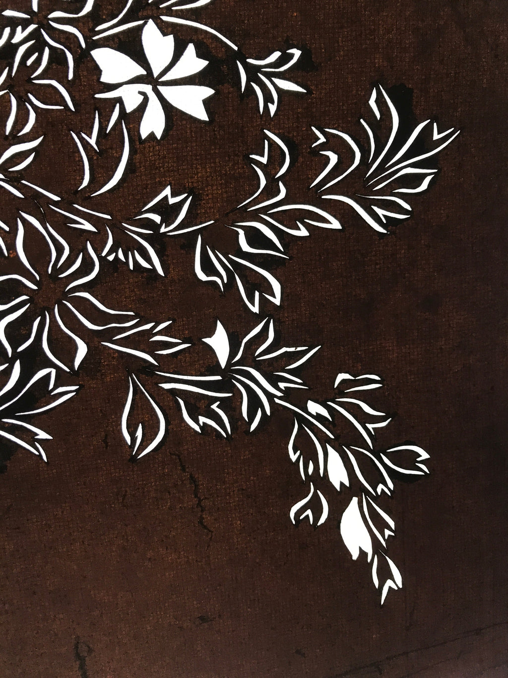 Antique Japanese Katagami Kimono Paper Stencil Katazome Flowers Design 4Y582